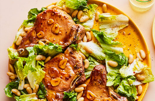 Pork Chops with Wine & Escarole