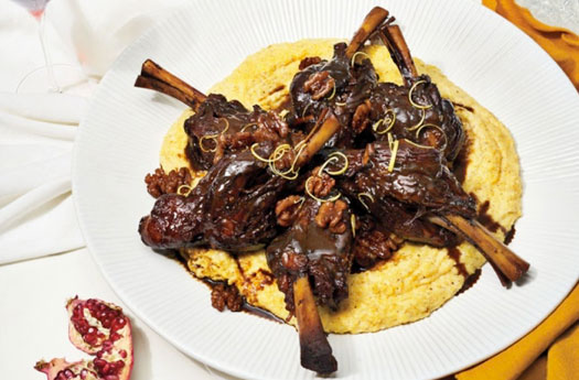 Lamb Shanks with Wine and Pomegranate