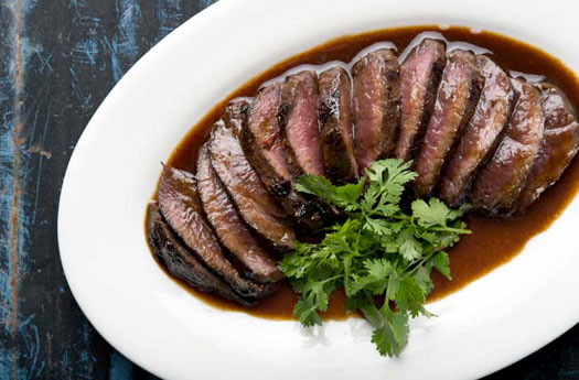 Spiced Venison Steaks with Red-Wine Sauce