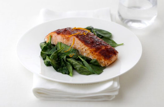 Sweet Smoked Salmon with Spinach