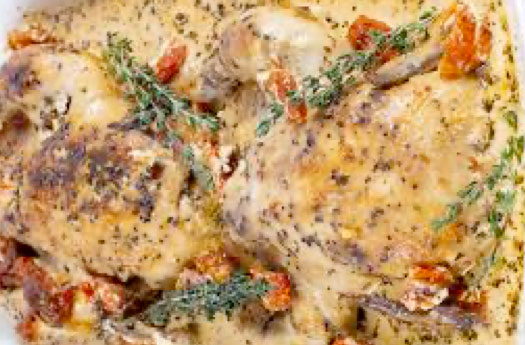 Baked Cornish Hens with Gorgonzola Cream Sauce