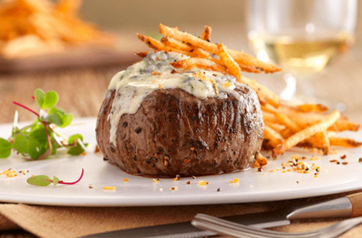 Blue Cheese Crusted Steaks with Red Wine Reduction