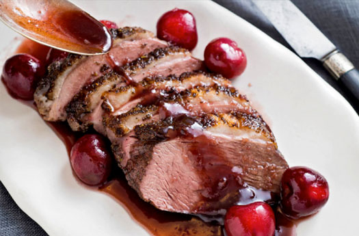 Seared Duck Breast with Cherry Wine Sauce