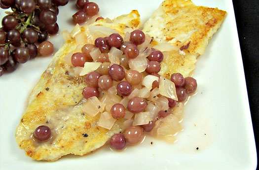 Flounder with White Wine & Grapes