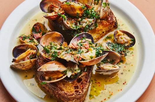 Clam Toasts with Pancetta and White Wine