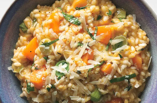 Risotto with Butternut Squash, Leeks, and Basil